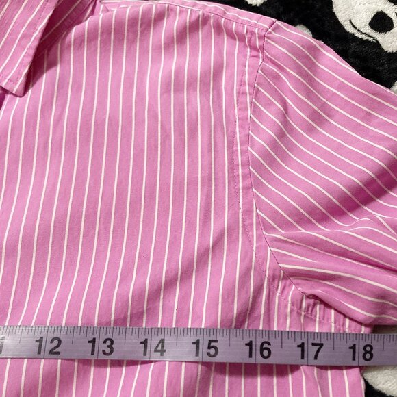RALPH LAUREN Pink white vertical striped button-down shirt ~ SMALL MEDIUM blouse - Picture 6 of 12